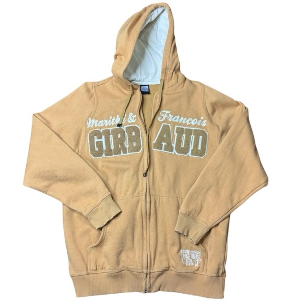 Marithe Francois Girbaud Mens L Orange Zip‎ Up Hoodie Girbaud Logo Athletic